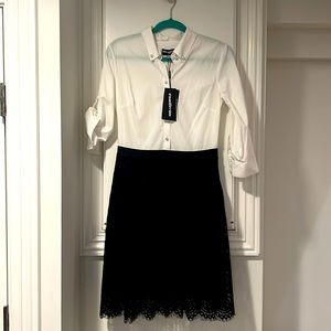 Karl Lagerfeld NWT black and white dress with pearl buttons